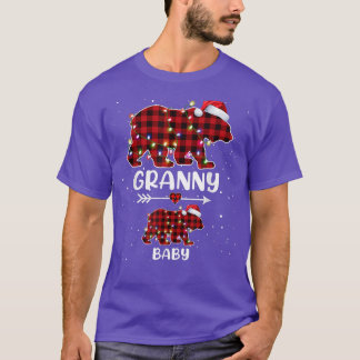 クリスマス格子熊おばあちゃんベビー極妊娠Announ Tシャツ