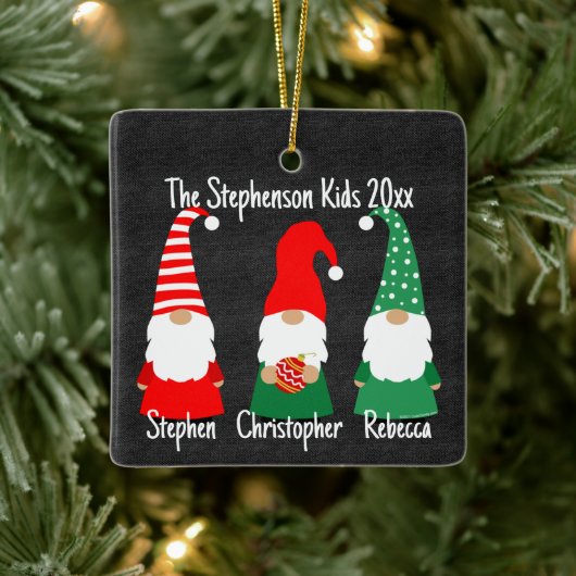 クリスマス格言かわいい家族3キッズホリデイ セラミックオーナメント (ツリー)