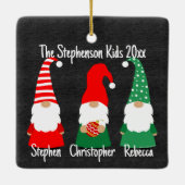 クリスマス格言かわいい家族3キッズホリデイ セラミックオーナメント (裏面)