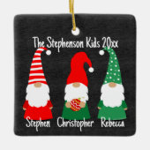 クリスマス格言かわいい家族3キッズホリデイ セラミックオーナメント (正面)