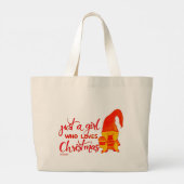 クリスマス格言が大好きな女おもしろいの子 ラージトートバッグ (裏面)