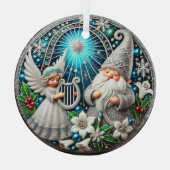 クリスマス格言とエンジェル遊ズはハープだ ガラスオーナメント (裏面)