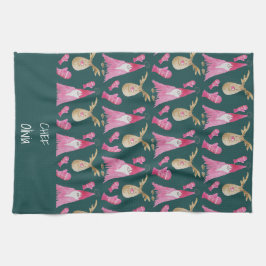 クリスマス格言とトナカイに手袋 キッチンタオル