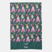 クリスマス格言とトナカイに手袋 キッチンタオル (縦)