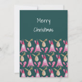クリスマス格言とトナカイの緑ピンク シーズンカード (正面)