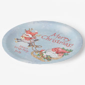 クリスマス格言とトナカイパーソナライズされたパーティー ペーパープレート (アングル)