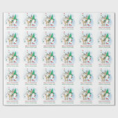 クリスマス格言とトナカイパーソナライズされたー ラッピングペーパー (フラット)