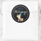 クリスマス格言とランタン&ピグハッピーホリデー ラウンドシール (バッグ)