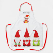 クリスマス格言と可愛い小妖精や小人オンホワイト エプロン (正面)