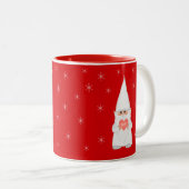 クリスマス格言と赤の雪片 ツートーンマグカップ (正面右)