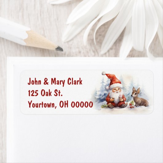 クリスマス格言と鹿 ラベル (インサイチュ)