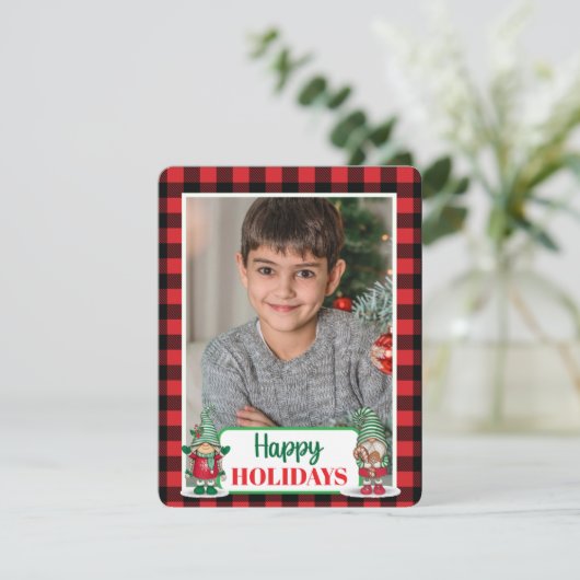 クリスマス格言のプレイド（あなたの写真を追加）休日ca シーズンカード (スタンド正面)