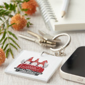 クリスマス格言の帽子ヴィンテージレッドトラックホリデー キーホルダー (正面右)