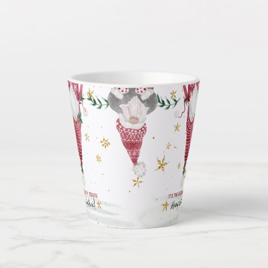 クリスマス格言の星つるがあその葉 カフェラテマグ (正面)