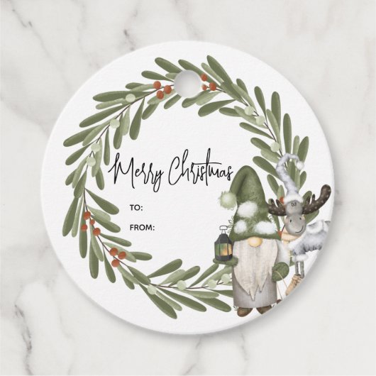 クリスマス格言ウッドランドパーソナライズされたギフトラベル フェイバータグ (正面)