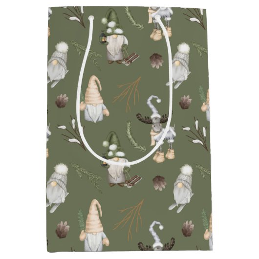 クリスマス格言ウッドランド ミディアムペーパーバッグ (正面)