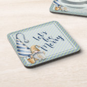 クリスマス格言オンブルーストライプクリスマスホリデープラスチック コースター (左側)