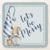 クリスマス格言オンブルーストライプズホリデイ スクエアペーパーコースター (正面)