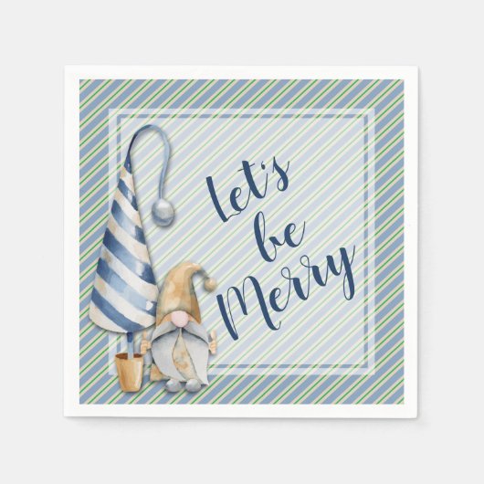 クリスマス格言オンブルーストライプズホリデーパーティー スタンダードカクテルナプキン (正面)