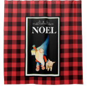 クリスマス格言オン赤と黒バッファロープレイド シャワーカーテン (正面)