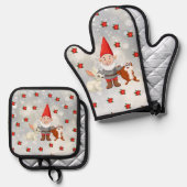 クリスマス格言オーブンミット&ポットホルダー 鍋つかみ&鍋敷きセット (正面/裏面)