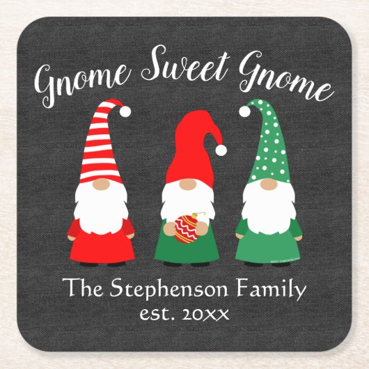 クリスマス格言カワイホリデーカスタムパーソナライズされた スクエアペーパーコースター (正面)