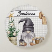 クリスマス格言カントリーファームハウスバッファロープレイド ラウンドクッション (裏面)