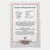 クリスマス格言ガーランドグレーレシピ記念 キッチンタオル (縦)