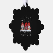 クリスマス格言シャツレッドグノーミー裁縫マシンF オーナメントカード (左)