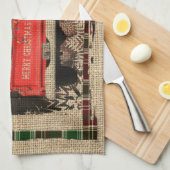 クリスマス格言スウィート格言レッドトラックプレイド素朴 キッチンタオル (四つ折り)