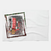 クリスマス格言スウィート格言レッドトラックプレイド素朴 キッチンタオル (横)