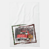 クリスマス格言スウィート格言レッドトラックプレイド素朴 キッチンタオル (縦)