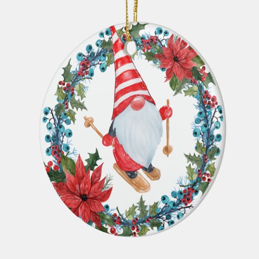 クリスマス格言スキー、リースオーナメント セラミックオーナメント (左)