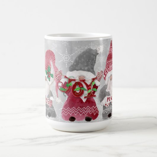クリスマス格言スノーフレークスグレーレッドラブファミリー コーヒーマグカップ (中央)