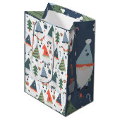 クリスマス格言ツリーズブルーグリーンレッド ミディアムペーパーバッグ (正面アングル)