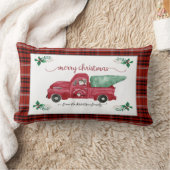 クリスマス格言ツリーファームレッドトラックプレイド ランバークッション (ブランケット)