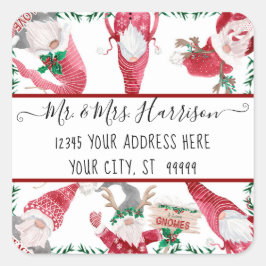 クリスマス格言ディアアントラーレッドウォーターカラーアドレス スクエアシール