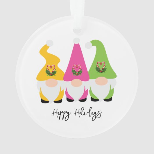 クリスマス格言ハッピーホリデーズネーム市松模様に年 オーナメント (裏面)