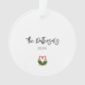 クリスマス格言ハッピーホリデーズネーム市松模様に年 オーナメント (正面)