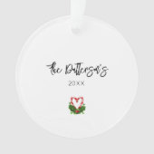 クリスマス格言ハッピー市松模様にホリーズNAME年 オーナメント (正面)