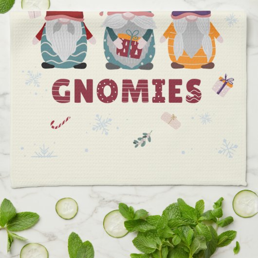 クリスマス格言ファミリーぶら下がったかわいいアウトグノーミー キッチンタオル (折り畳み)