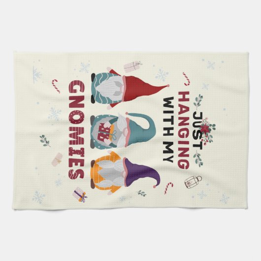クリスマス格言ファミリーぶら下がったかわいいアウトグノーミー キッチンタオル (横)