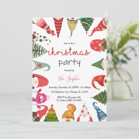 クリスマス格言ファミリー雪だるまクリスマスパーティー 招待状 (スタンド正面)