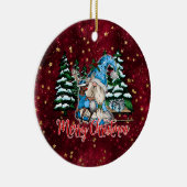 クリスマス格言ブルゴーニュレッドスターズ セラミックオーナメント (右)