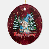 クリスマス格言ブルゴーニュレッドスターズ セラミックオーナメント (左)