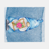 クリスマス格言ブルー雪の水色 フリースブランケット (正面(横))