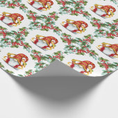 クリスマス格言ホリーリースウォーターカラーホリデー ラッピングペーパー (角)