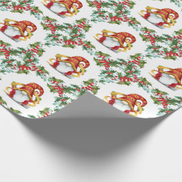 クリスマス格言ホリーリースウォーターカラーホリデー ラッピングペーパー