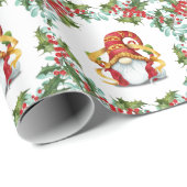 クリスマス格言ホリーリースウォーターカラーホリデー ラッピングペーパー (ロールコーナー)