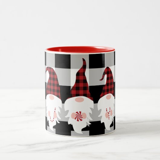 クリスマス格言ホームデコールとバッファローチェック2 ツートーンマグカップ (中央)